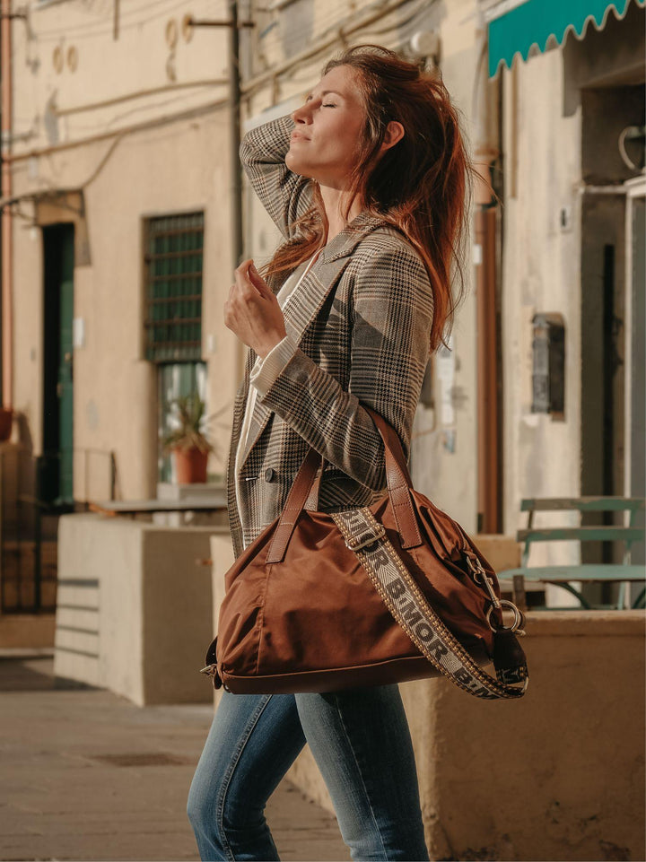 SHOPPER IN NYLON MARRONE CARRY CARRY MARRONE BIMOR 