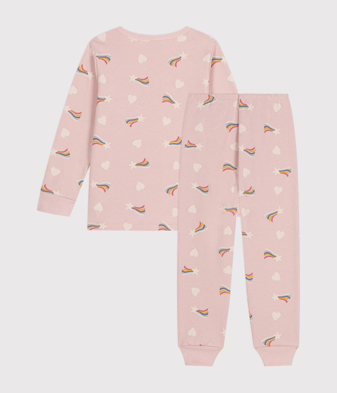 Pigiama in tessuto felpato con stelle e cuoricini A0B85 01 PETIT BATEAU 