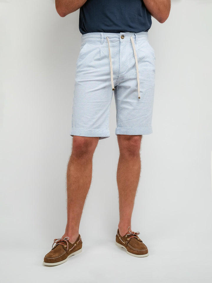 BERMUDA IN COTONE A RIGHE AZZURRE E BIANCHE CON COULISSE BU25S47BEPASEERS 204 ANDREA MORANDO 