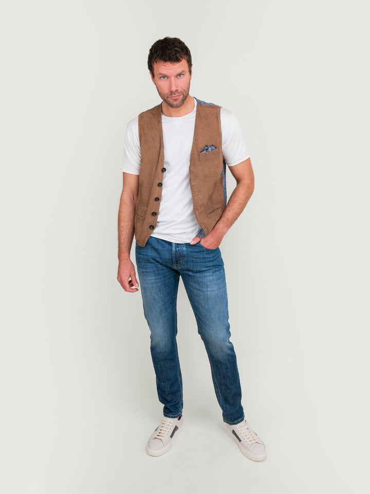 GILET IN PELLE COLOR SABBIA LORRY 87 JACK LEATHER 
