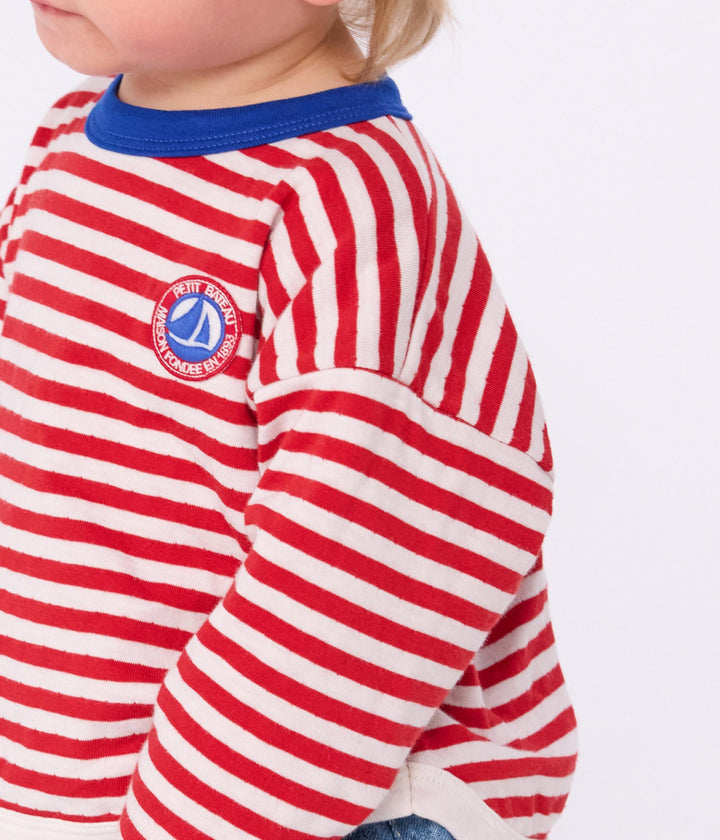 T-shirt a maniche lunghe in cotone a righe neonato A0EH4 01 PETIT BATEAU 
