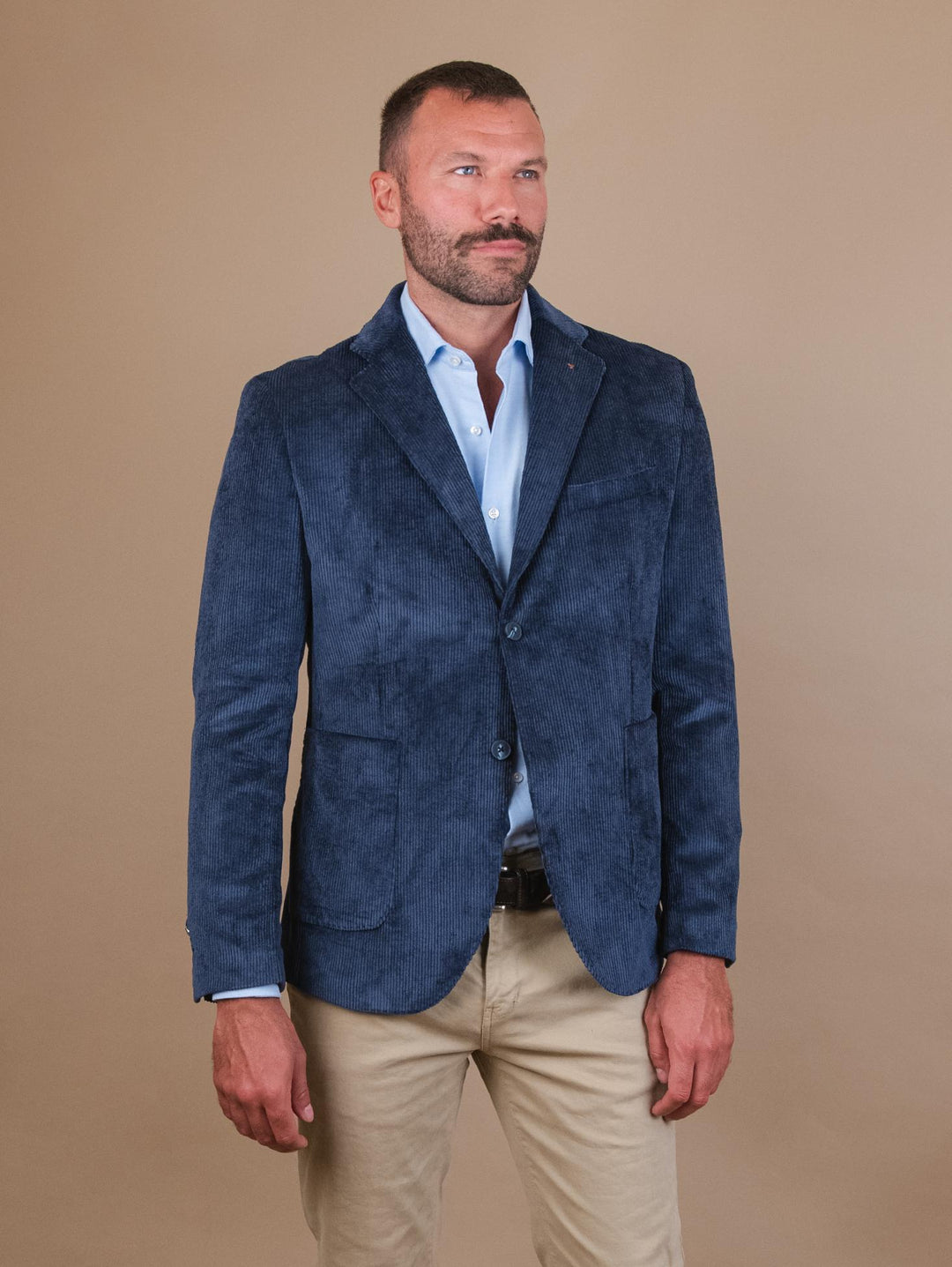 BLAZER due bottoni IN VELLUTO A COSTE BLU CR547 BLU ANDREA MORANDO 