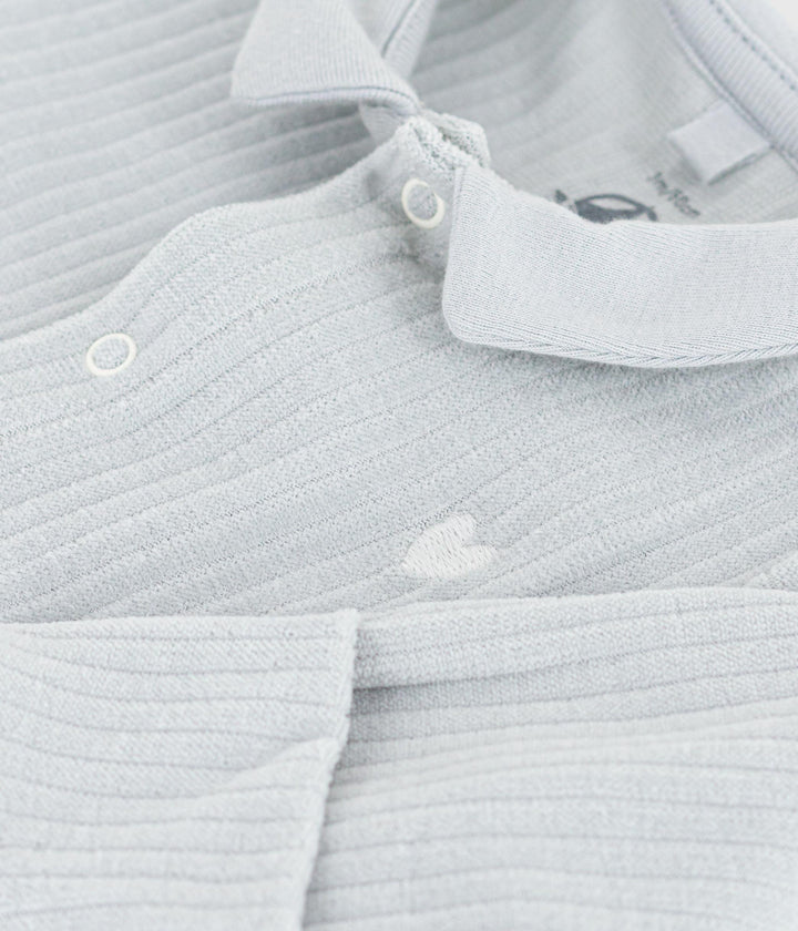 Pigiama con colletto in ciniglia tinta unita neonato A0DUL 01 PETIT BATEAU 