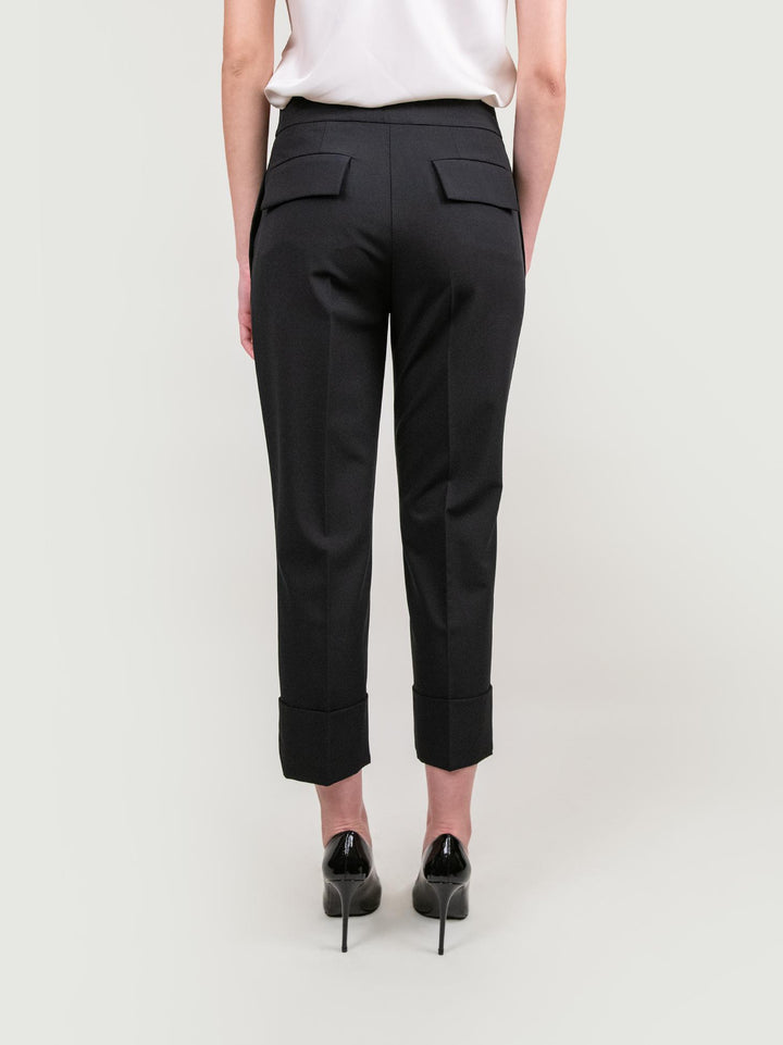 PANTALONE CON MAXI RISVOLTO IN TESSUTO NERO 313803 NERO ANDREA MORANDO 