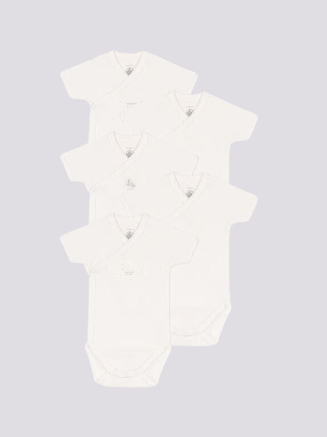 CONFEZIONE DA 5 BODY BIANCHI INCROCIATI IN COTONE A09UW 00 PETIT BATEAU 