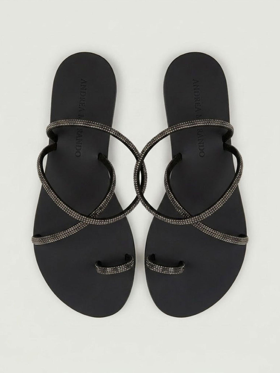 Sandalo gioiello nero con strass 63TC BLACK ANDREA MORANDO 