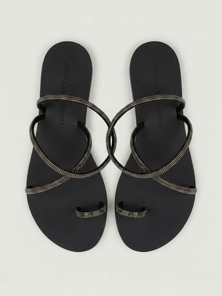 Sandalo gioiello nero con strass 63TC BLACK ANDREA MORANDO 