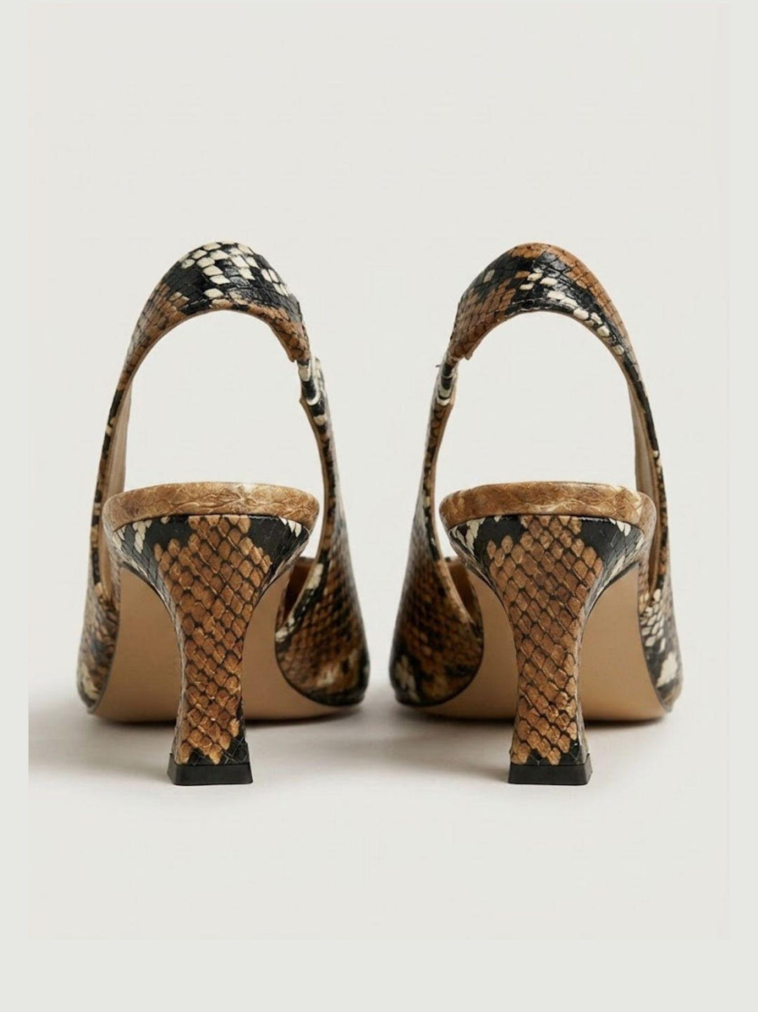 Spuntata slingback in pelle pitonata cuoio R1702 CUOIO ANDREA MORANDO 