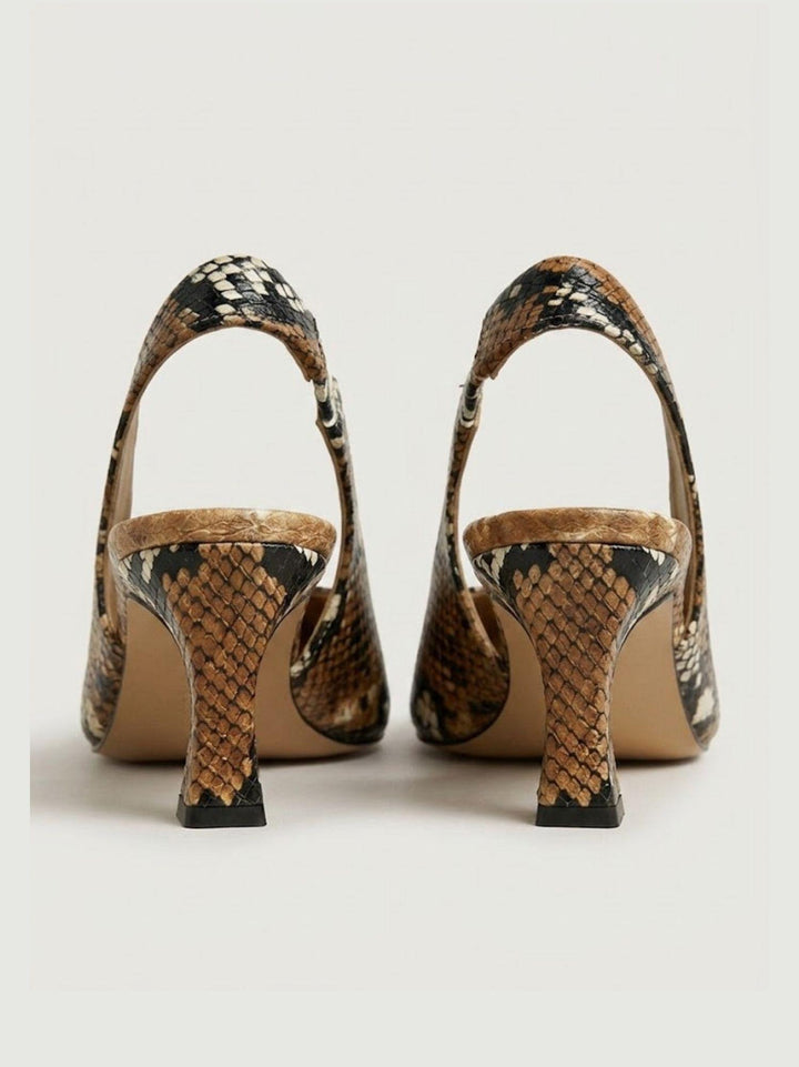 Spuntata slingback in pelle pitonata cuoio R1702 CUOIO ANDREA MORANDO 