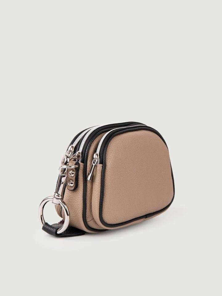 BORSA A TRACOLLA TRIS IN PELLE BEIGE TRIS TAUPE ANDREA MORANDO 