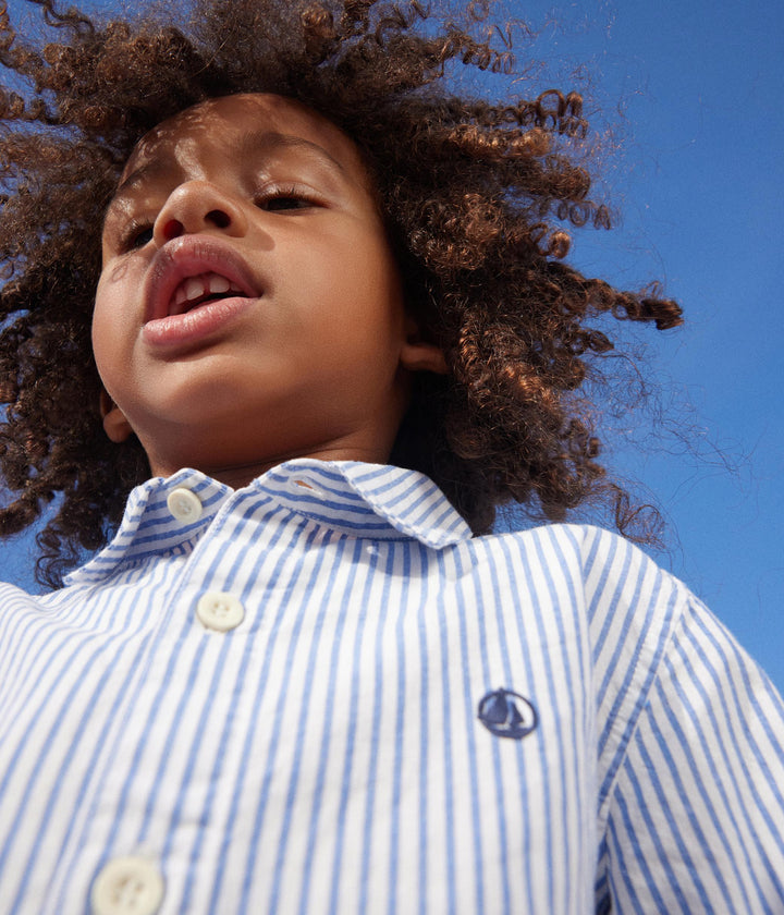 CAMICIA A RIGHE AZZURRE BAMBINO A09O6 01 PETIT BATEAU 