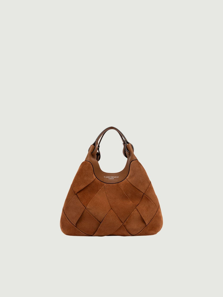 Borsa Dua in camoscio trama geometrica media BS 12349 INT-CM 1478 GIANNI CHIARINI 