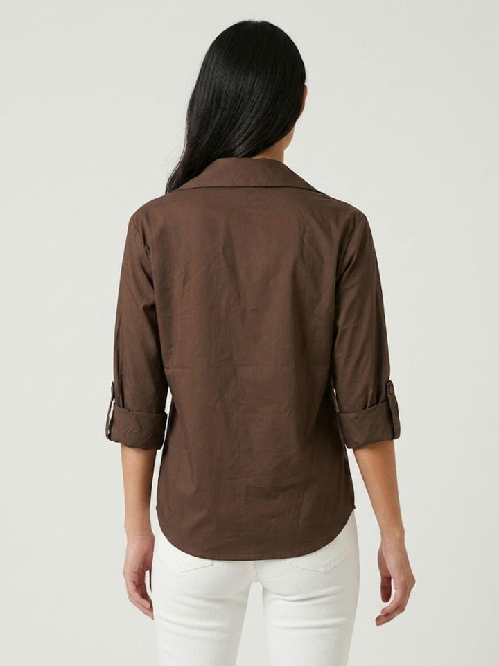 Camicia in cotone cioccolato M796/221 554 ANDREA MORANDO 