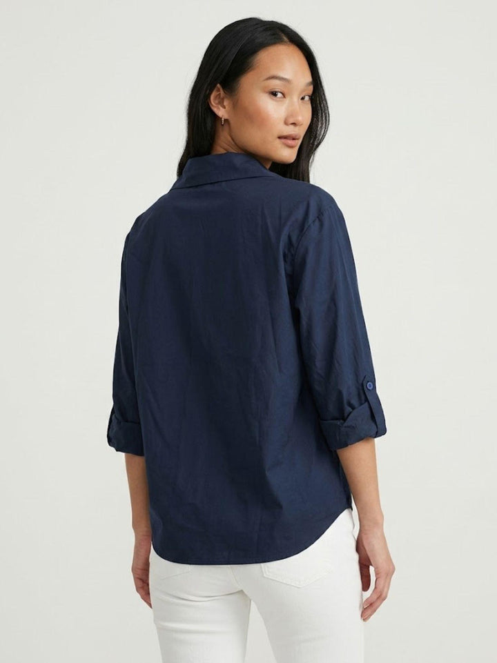 Camicia over in cotone navy M796/221 1 ANDREA MORANDO 