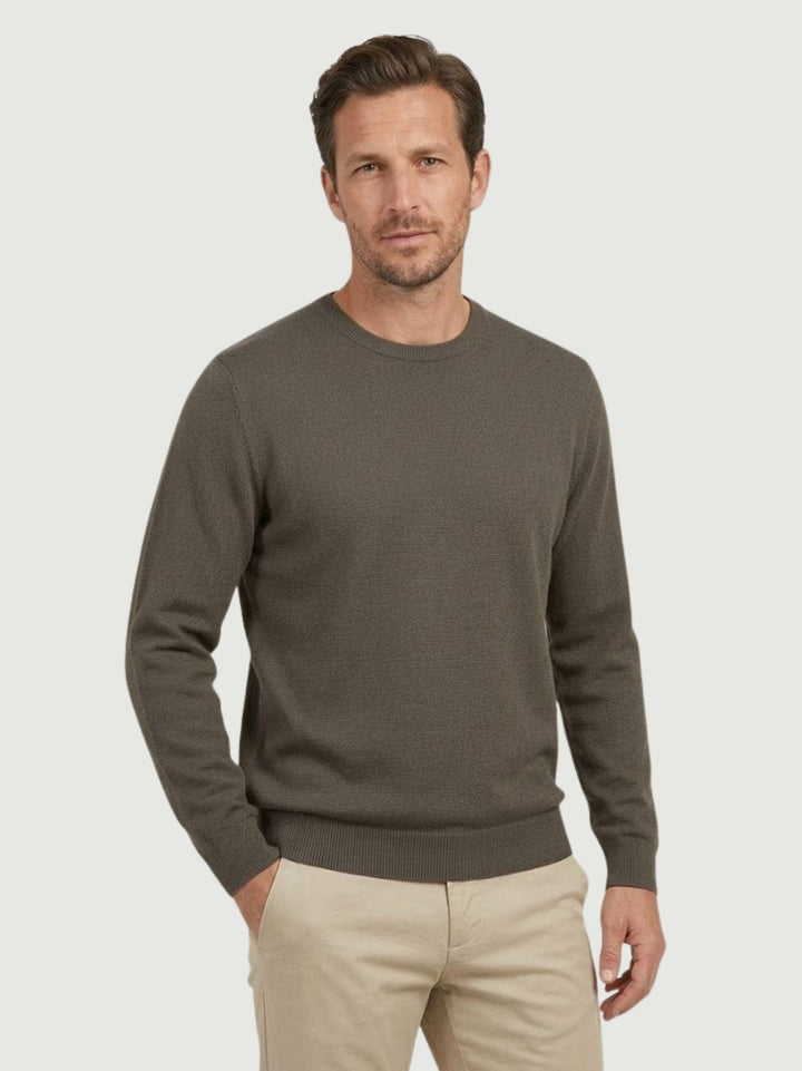 Maglia con scollo rotondo in cotone verde oliva 3700900 331 ANDREA MORANDO 
