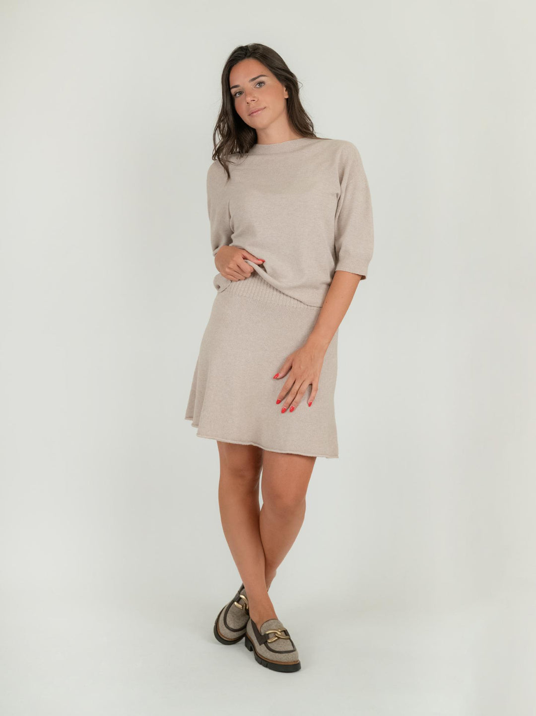 MINI GONNA IN MAGLIA BEIGE 0370/286 0082 BIMOR 