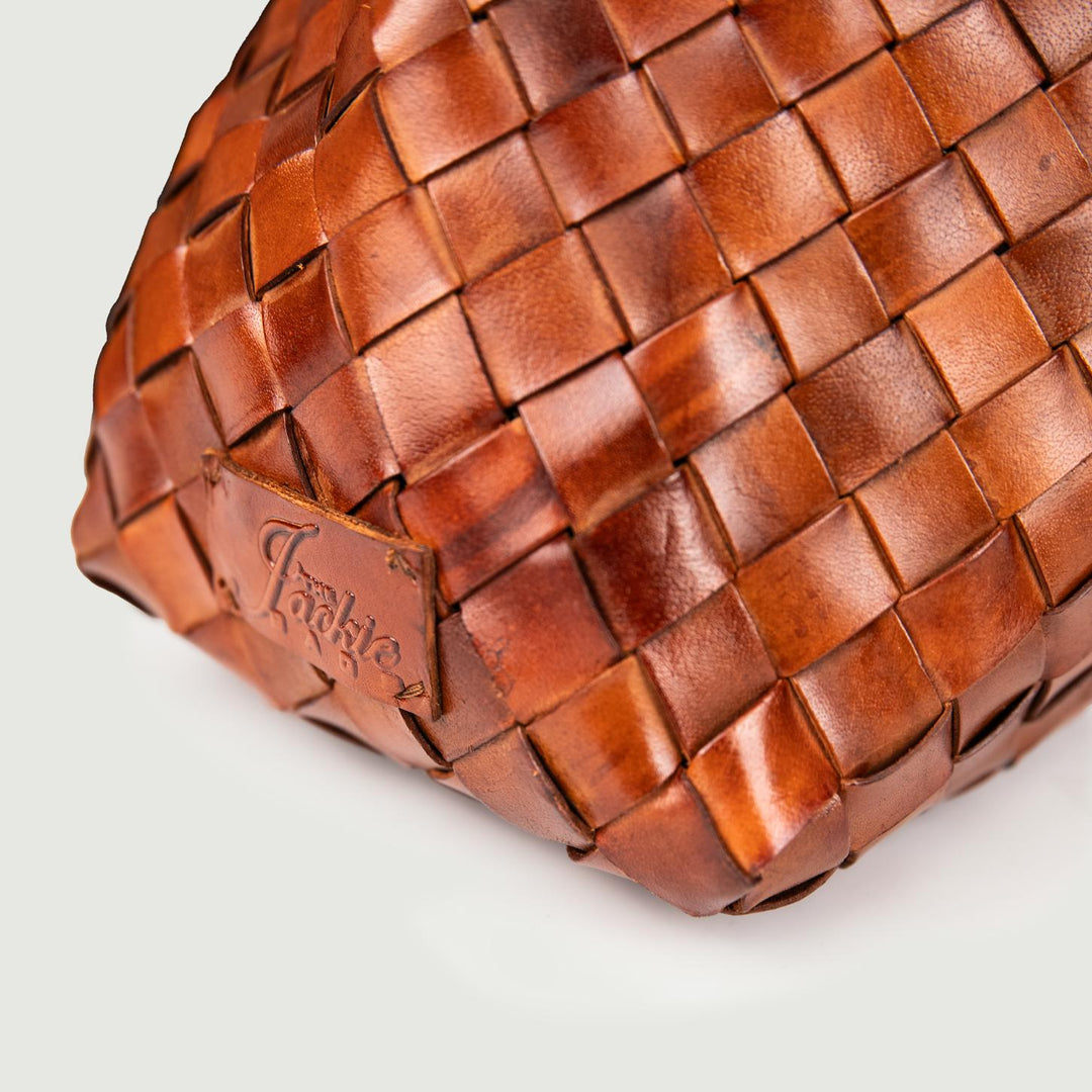 BORSA SHOPPER IN PELLE INTRECCIATA CUOIO FAVIGNANA 05 JACK LEATHER 