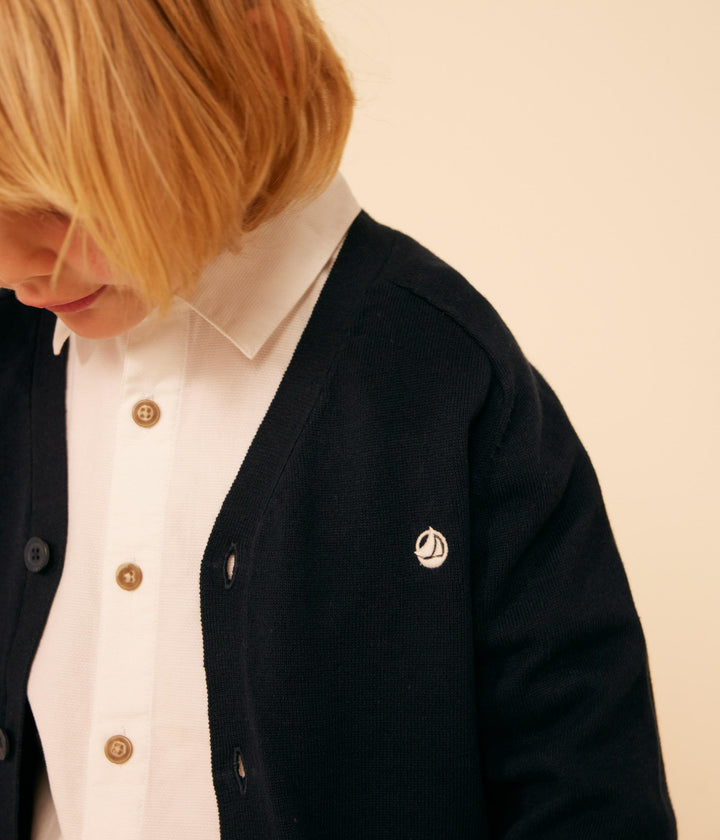 CARDIGAN IN COTONE BLU BAMBINO A09KL 01 PETIT BATEAU 