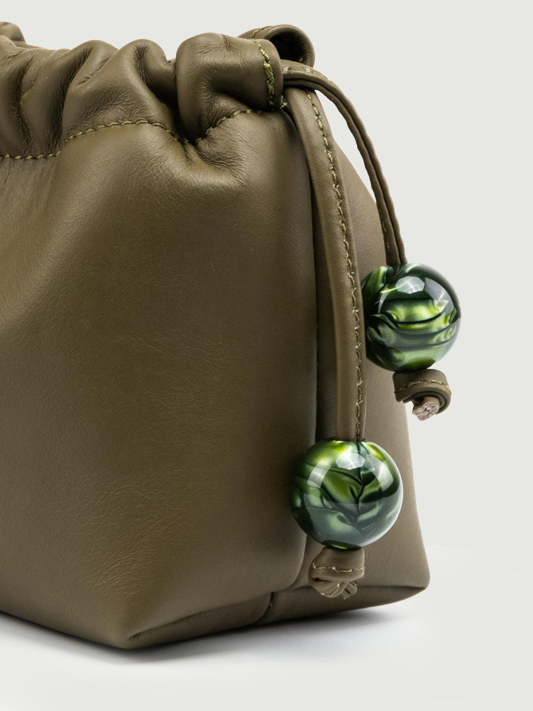 POCHETTE BON BON IN PELLE PISTACCHIO BONBON VERDE MILITARE BIMOR 