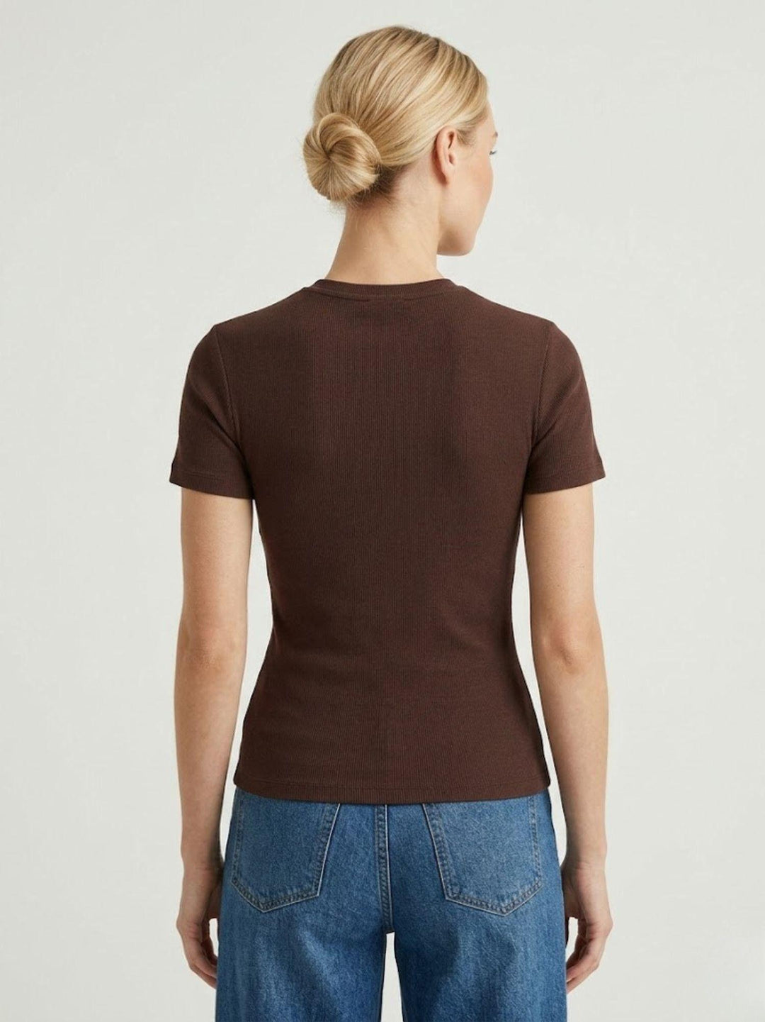 T-shirt girocollo in cotone moro 8157 MORO ANDREA MORANDO 