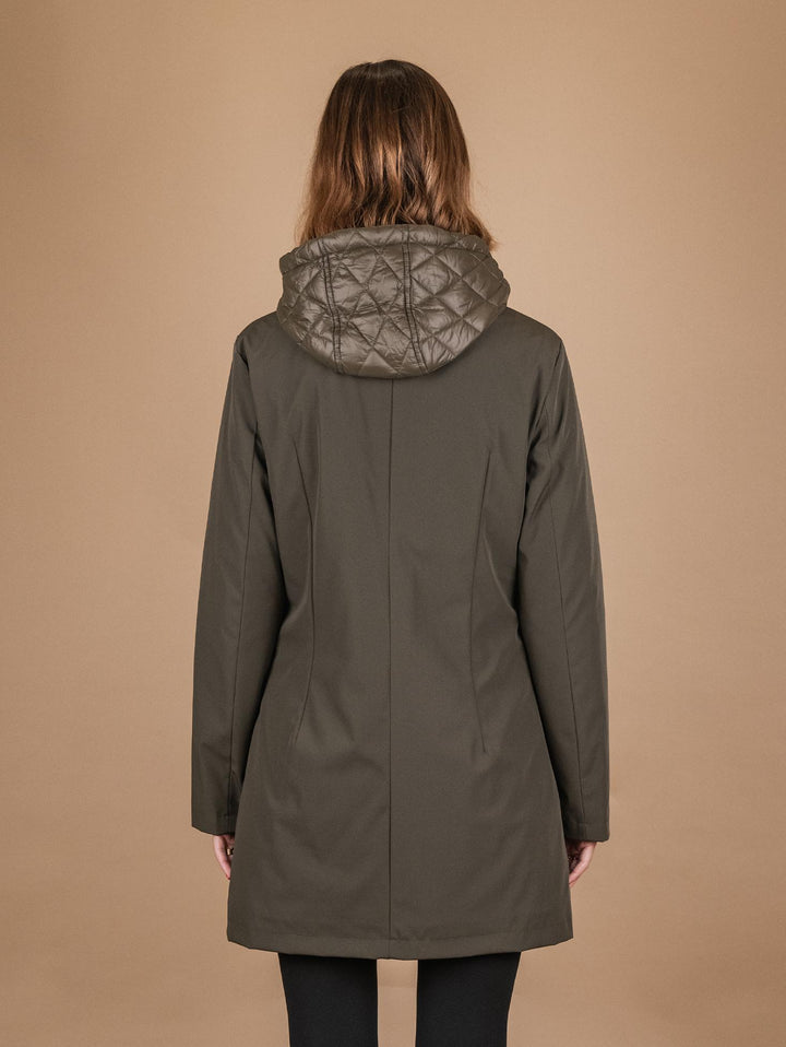 PARKA CON PIUMINO ESTRAIBILE IN TESSUTO TECNICO VERDE MILITARE 8950D MILITARE ANDREA MORANDO 