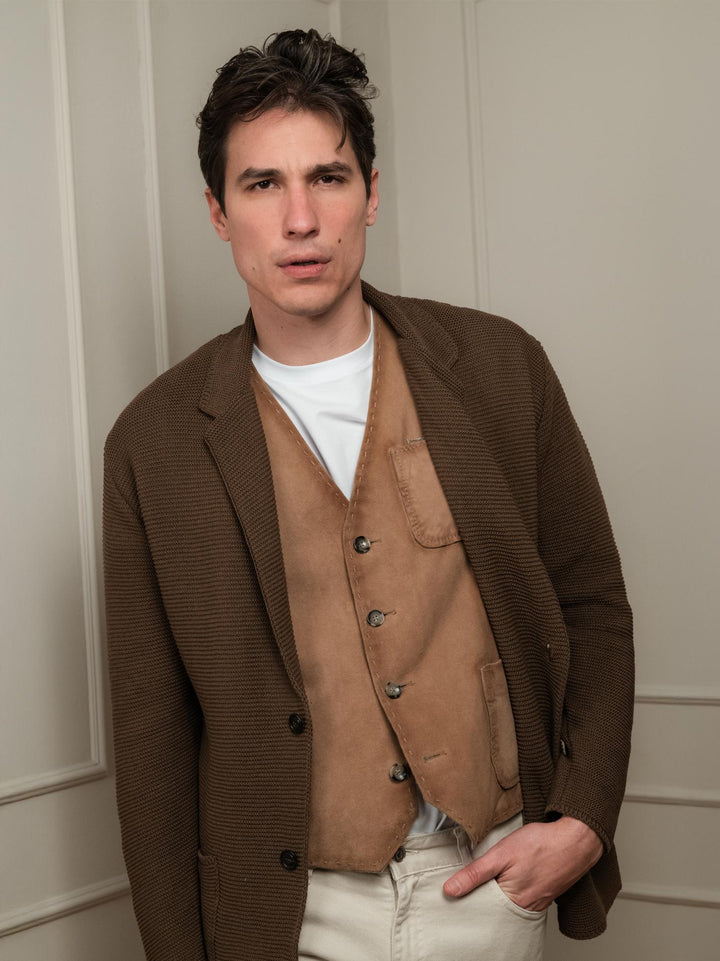 CARDIGAN IN COTONE MARRONE