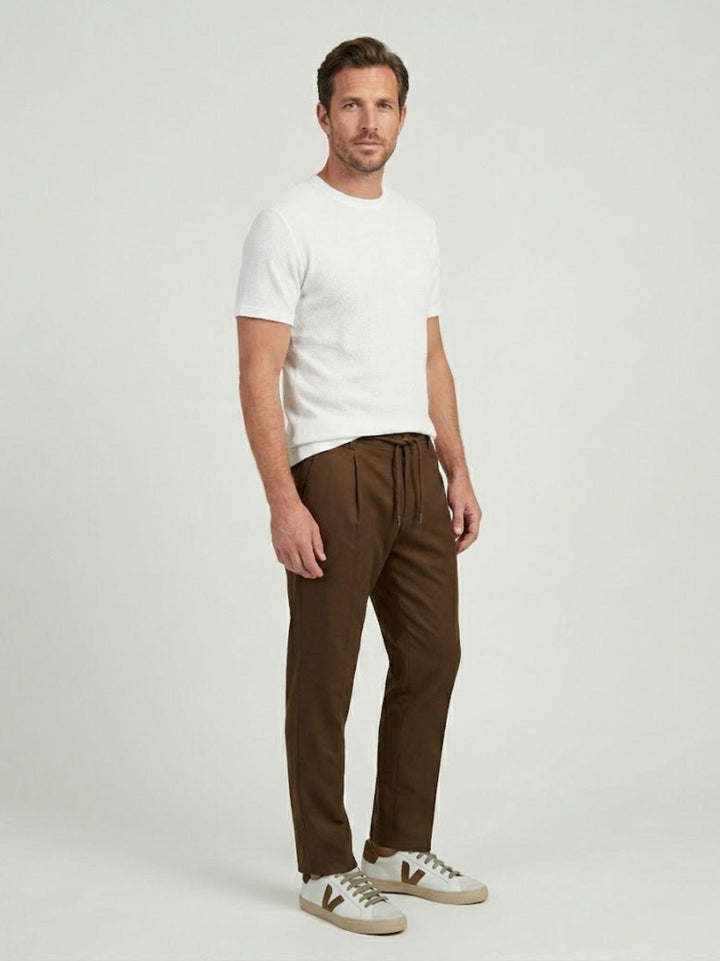 Pantalone tela paracadute con coulisse in cotone cacao CO0073M 2009 ANDREA MORANDO 