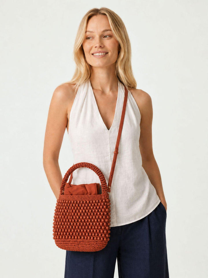 Borsa a mano in rafia ruggine RAFI343 70 ANDREA MORANDO 