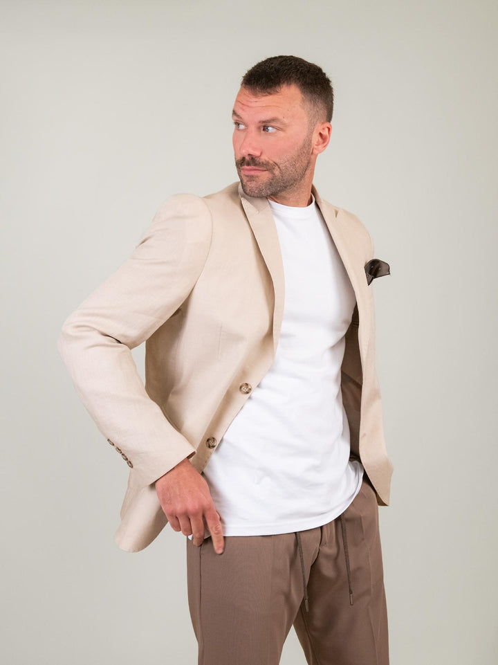 BLAZER IN LINO BEIGE T104 32 ANDREA MORANDO 