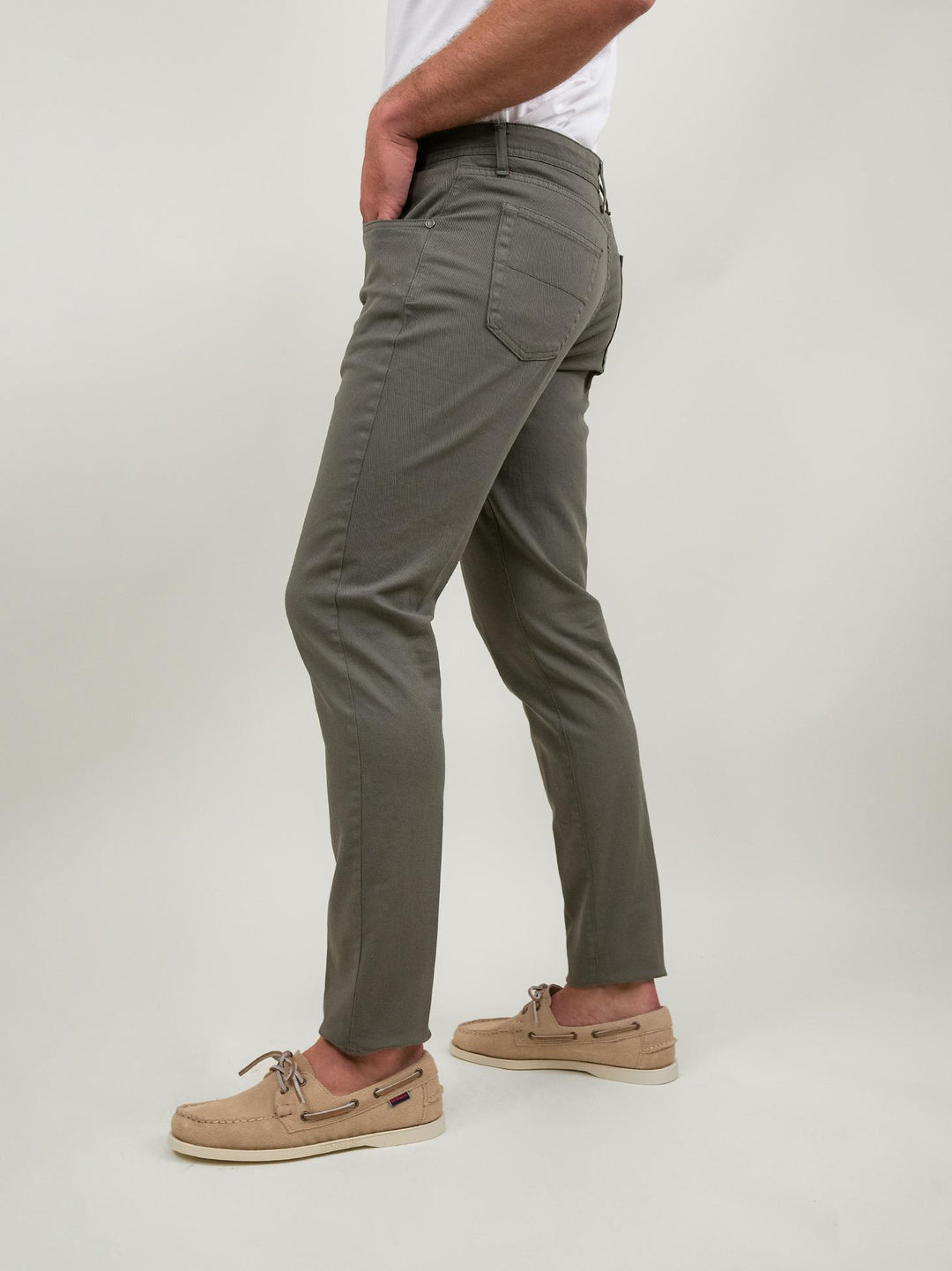 PANTALONE SLIM 5 TASCHE VERDE MILITARE P-WILL-S 381 ANDREA MORANDO 