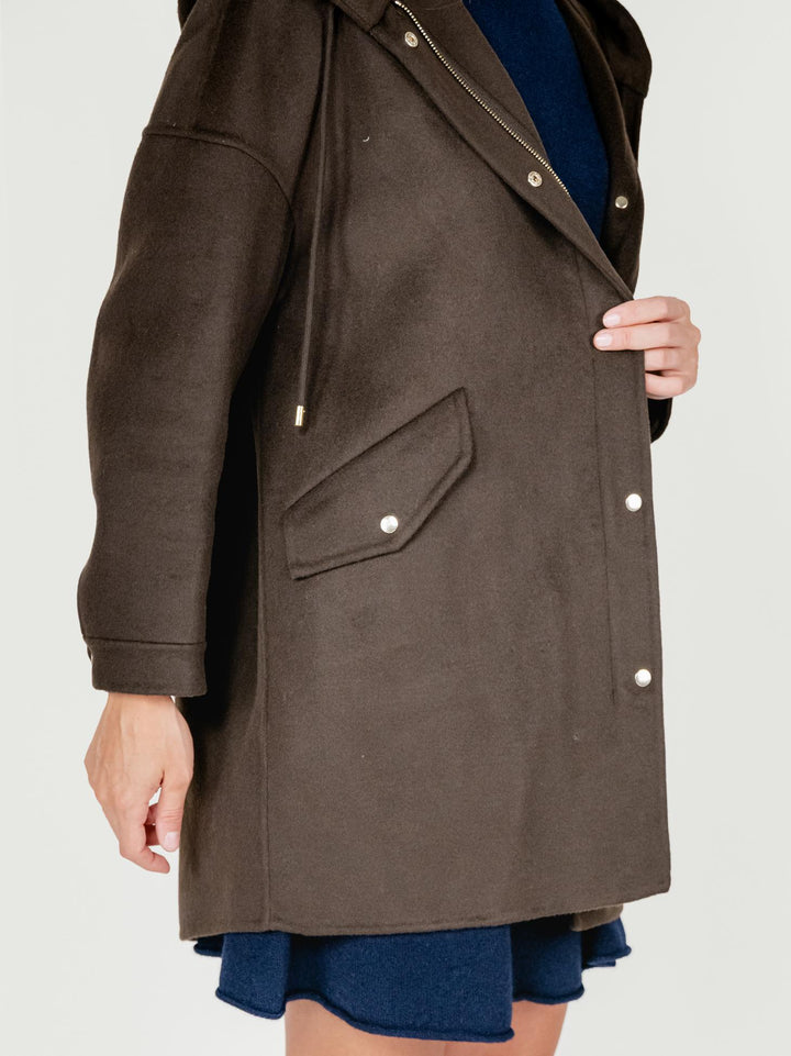 CAPPOTTO PARKA MICHELLE IN LANA TESTA MORO MICHELLE BROWN ANDREA MORANDO 