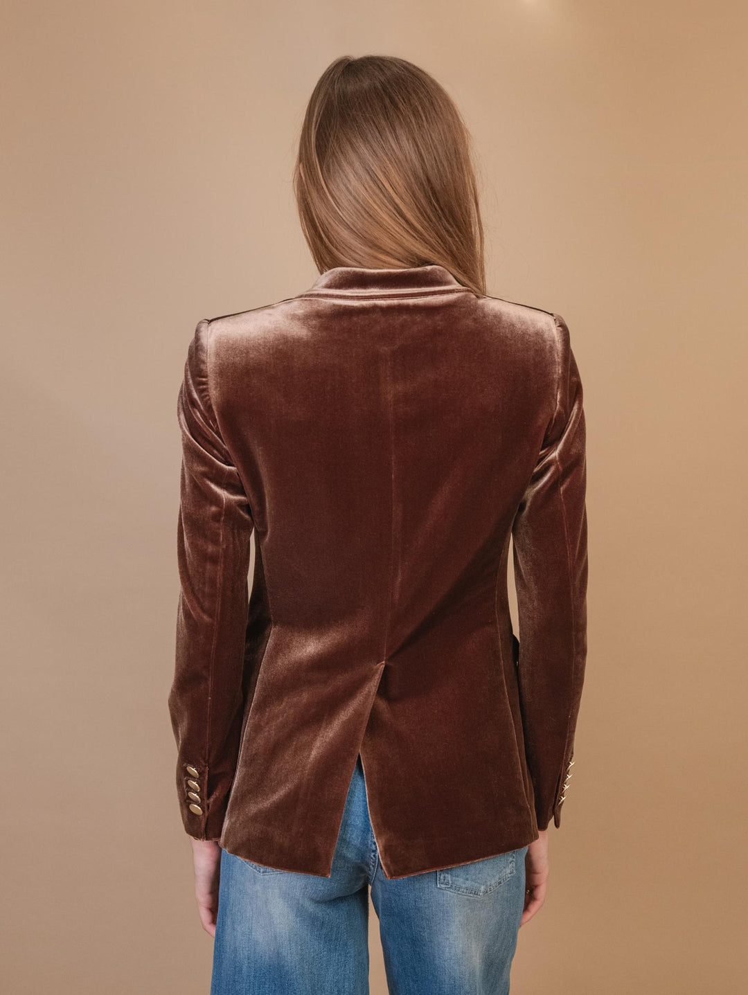 BLAZER DOPPIOPETTO IN VELLUTO MARRONE 3877/2894 75 ANDREA MORANDO 