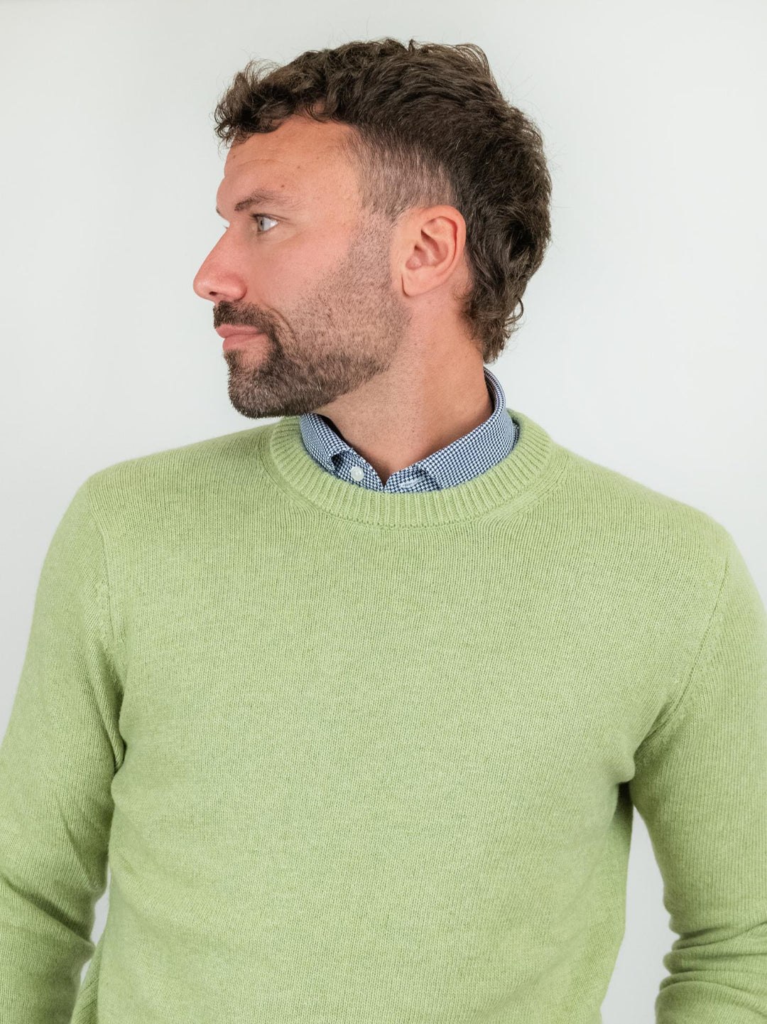MAGLIONE GIROCOLLO LIME MISTO CASHMERE 1211224 382 ANDREA MORANDO 
