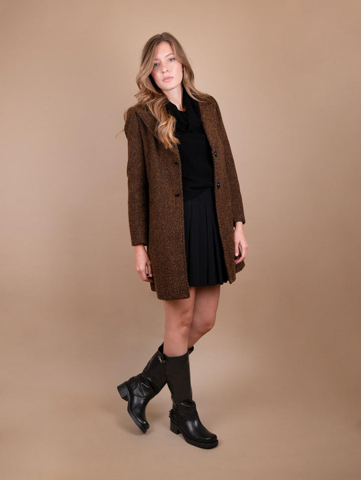 CAPPOTTO SPIGATO MARRONE E NERO