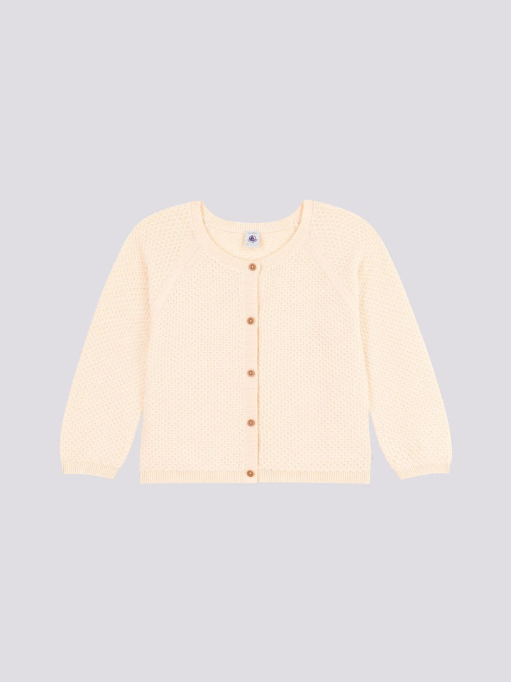 CARDIGAN BEIGE IN COTONE BAMBINA A09KX 01 PETIT BATEAU 
