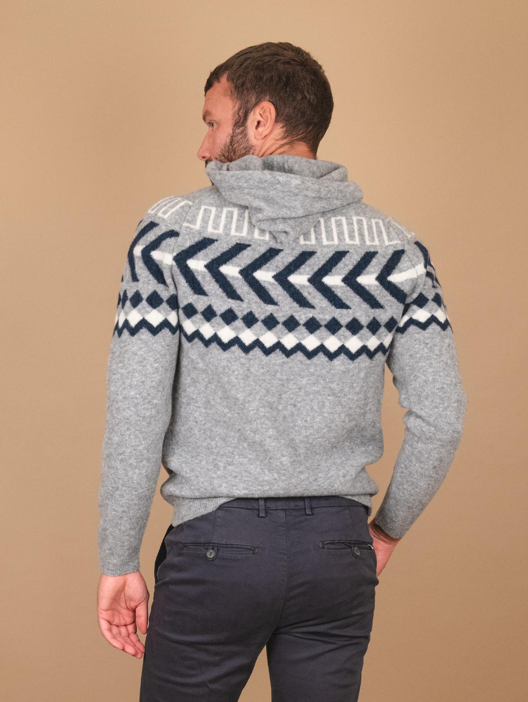 MAGLIA CON CAPPUCCIO IN MISTO LANA MERINO CON MANICA RAGLAN 0098 0053 FIESOLI DANIELE 