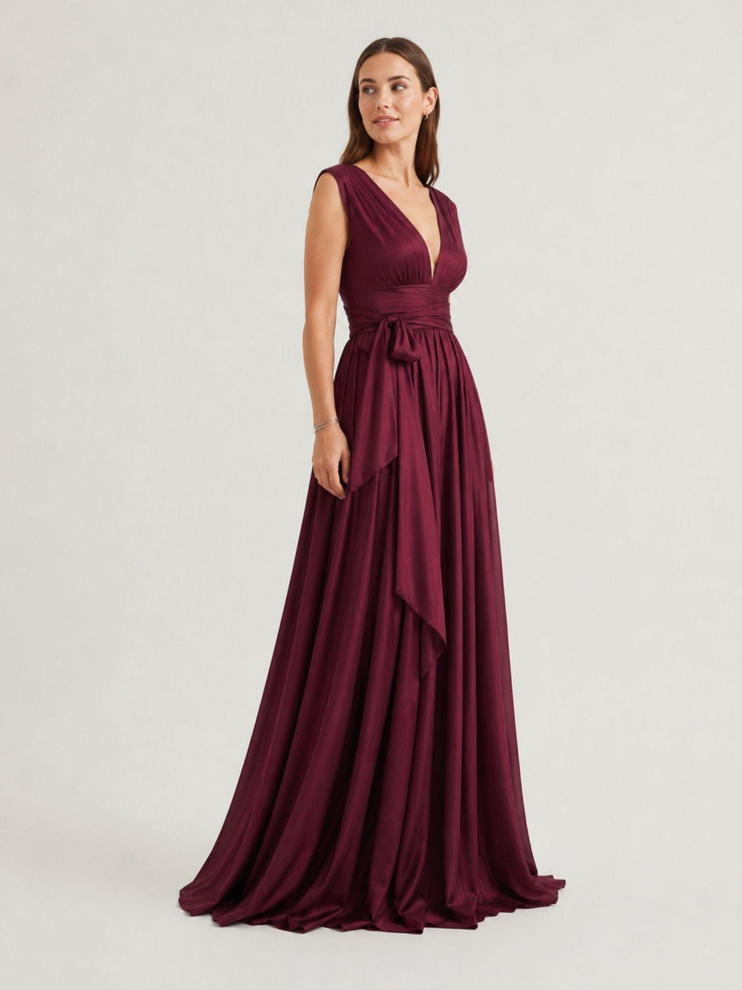 Abito lungo satinato bordeaux 4526 522 ANDREA MORANDO 