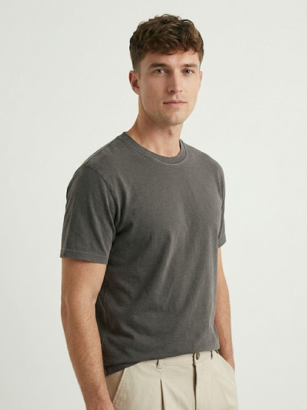 T-shirt in jersey di cotone taupe 5960426 673 ANDREA MORANDO 