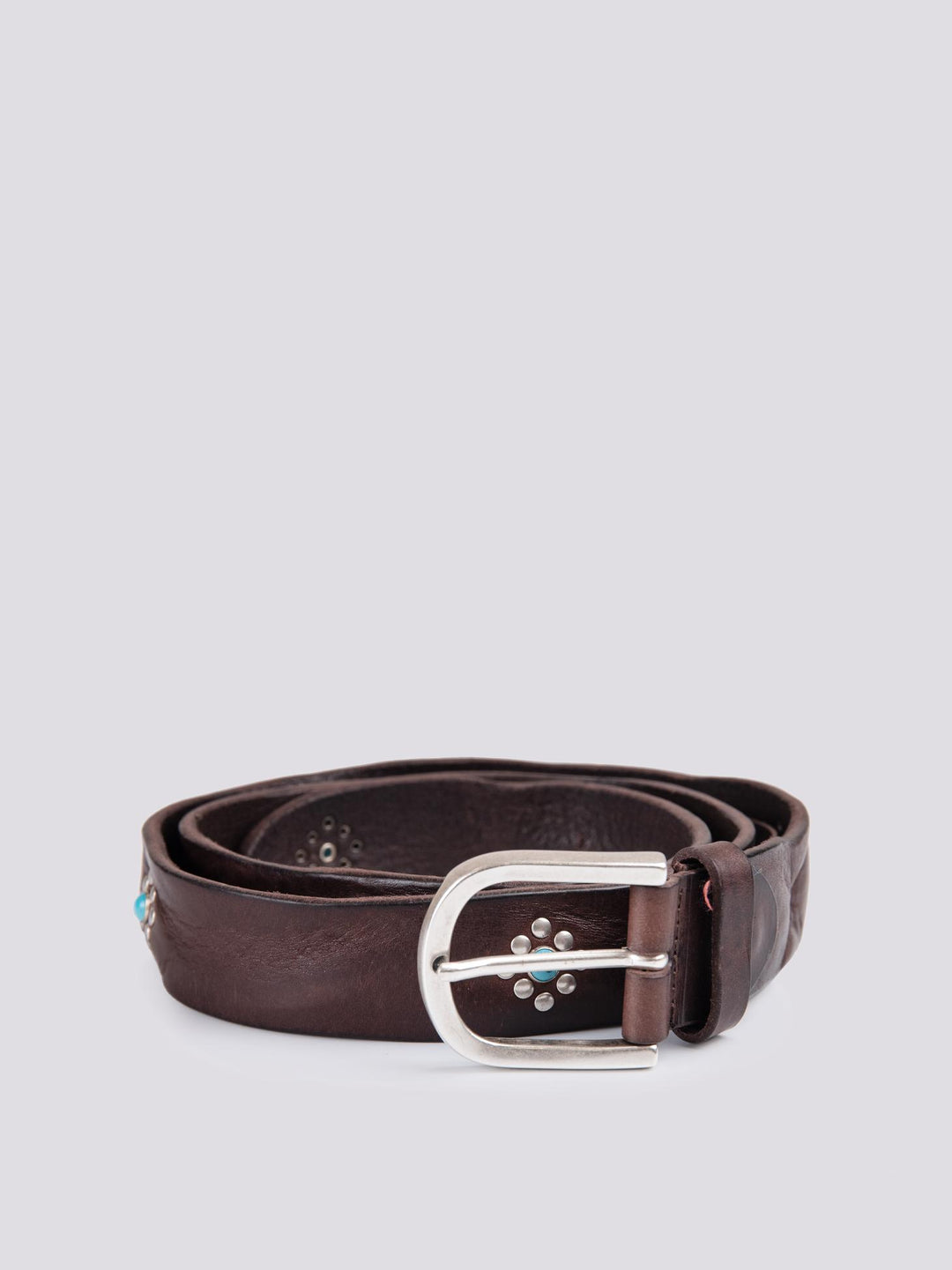 Cintura in pelle marrone effetto vintage con borchie 42UN005.049 904 UNIFORM 