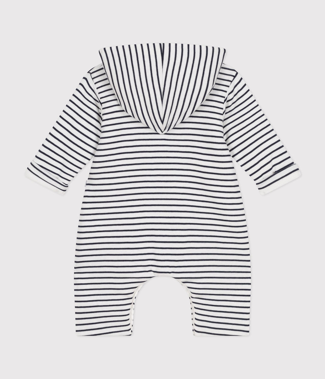 Tutina a righe lunga bebè in ovattina con cappuccio in cotone A0BMW 01 PETIT BATEAU 