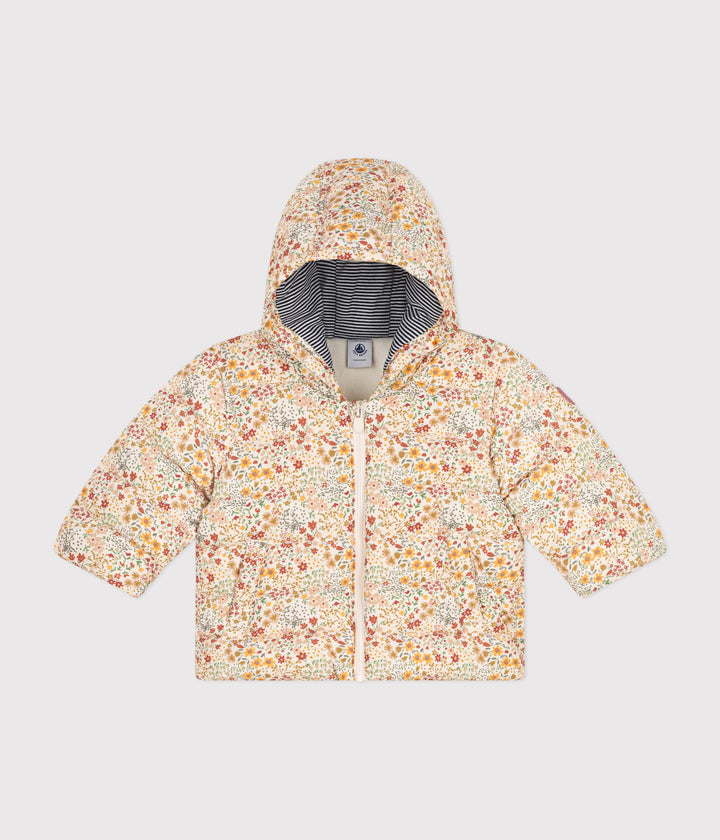 Piumino con cappuccio stampa liberty