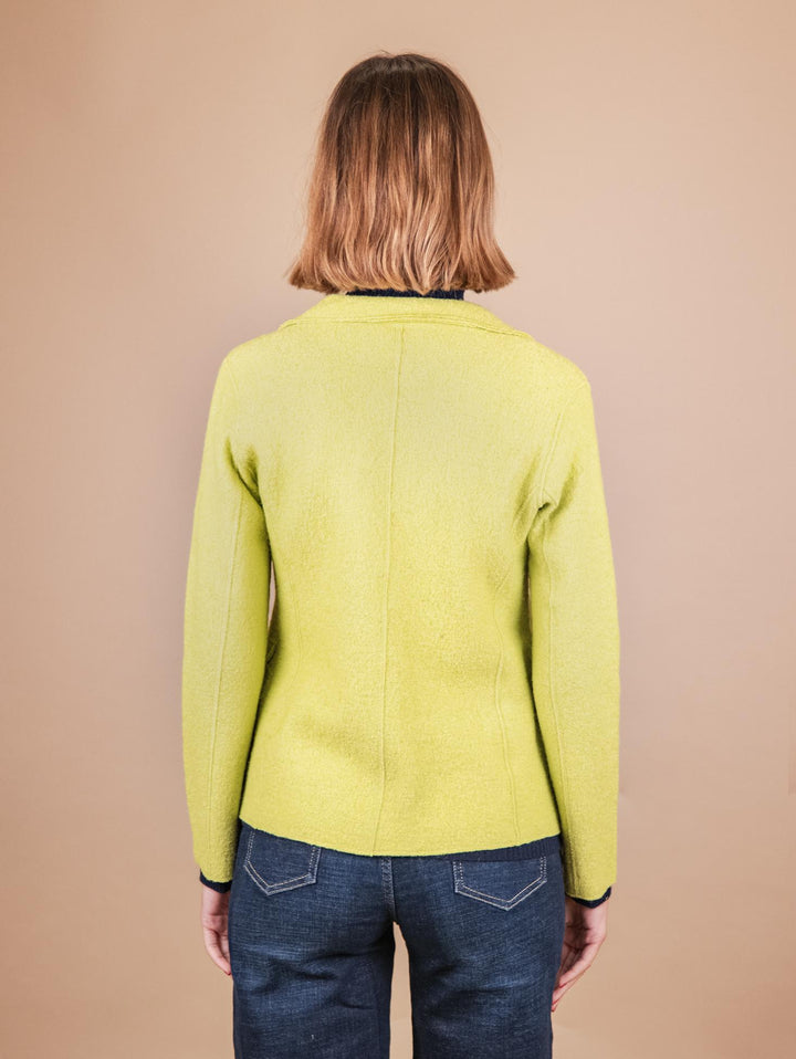 GIACCA SFODERATA IN LANA COTTA VERDE ACIDO 2371574 032 ANDREA MORANDO 