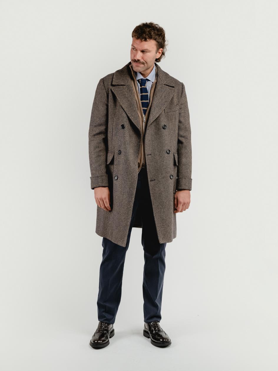CAPPOTTO DOPPIOPETTO SPIGATO MORO BLU NAVY K011 174 ANDREA MORANDO 