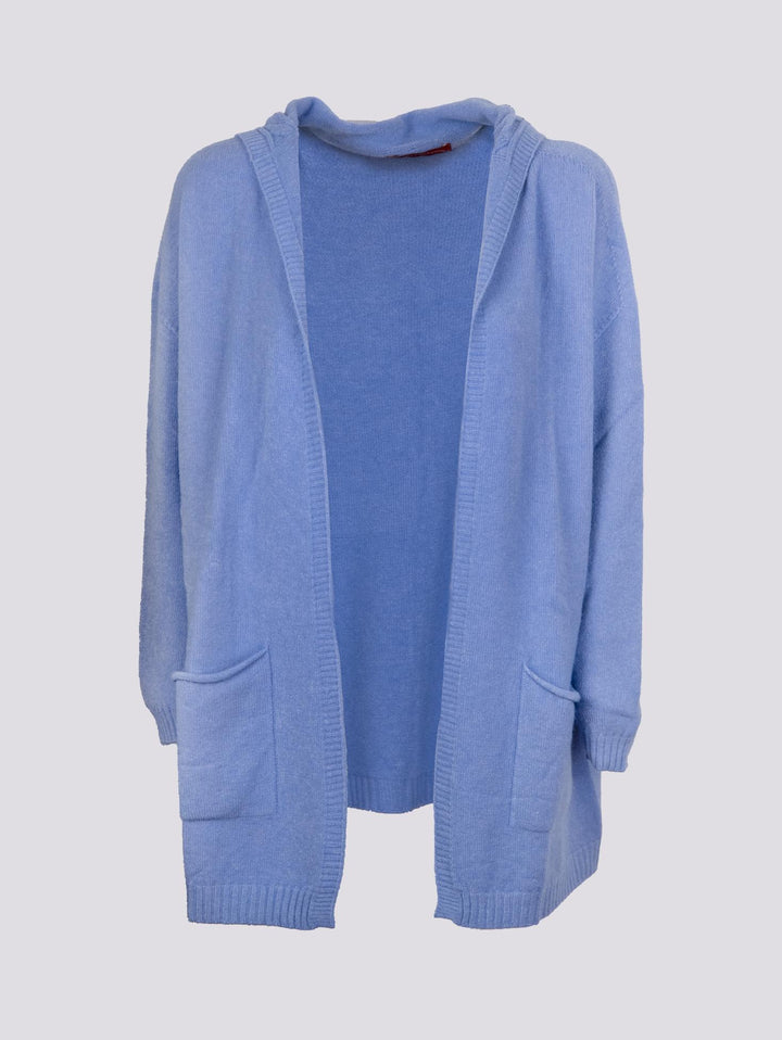 CARDIGAN LUNGO APERTO CON CAPPUCCIO AZZURRO 0170/39 8013 BIMOR 