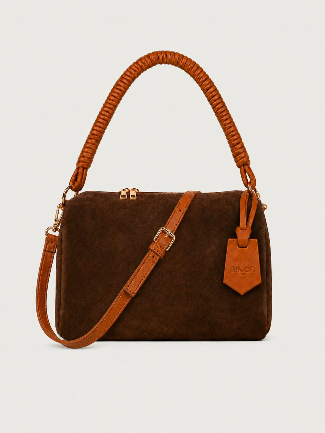 Borsa a spalla Cube in pelle scamosciata marrone CUBE MARRONE BIMOR 