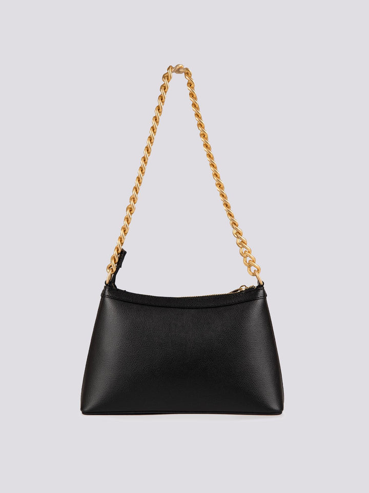 BORSA QUEEN  CON CATENA ORO OPACA   IN PELLE NERA QUEEN NERO BIMOR 