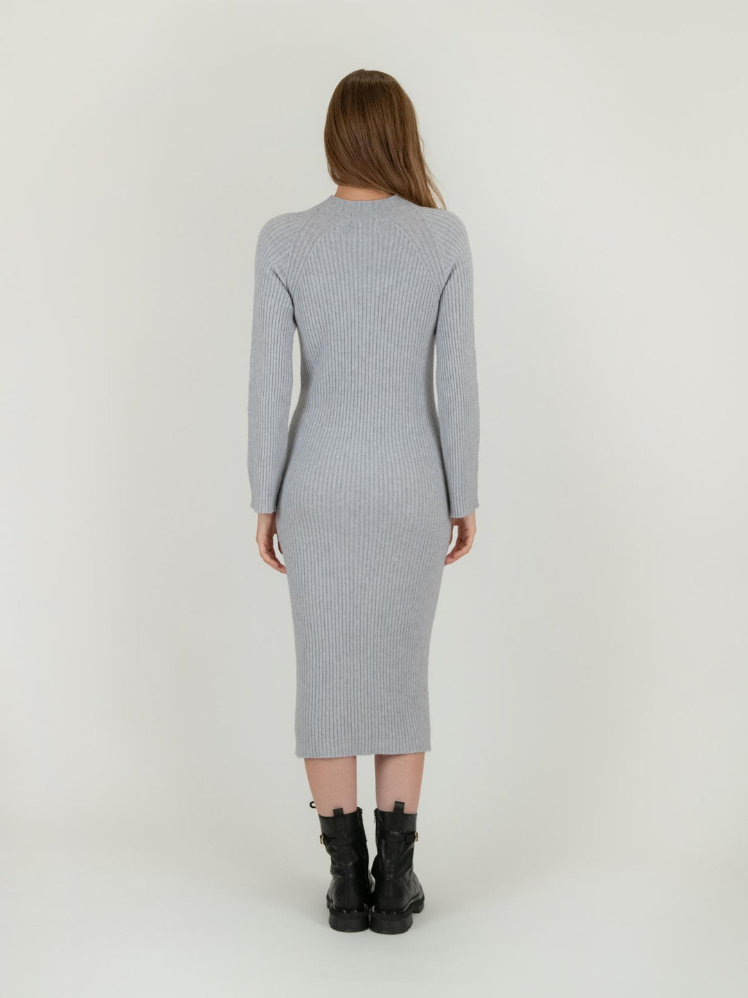 ABITO MIDI IN MAGLIA GRIGIO PERLA 0370/222 0020 BIMOR 