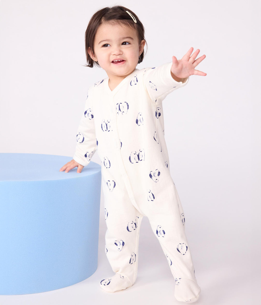 Pigiama in tessuto felpato spazzolato con stampa pinguini neonato A0DZW 01 PETIT BATEAU 