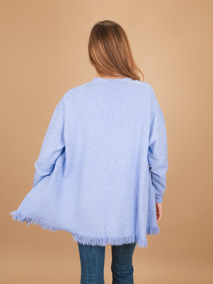 CARDIGAN APERTO CON PROFILI SFRANGIATI AZZURRO 0370/283 2100 BIMOR 