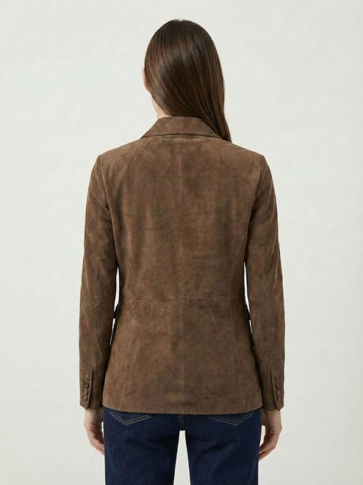 Blazer Tiaki doppiopetto in camoscio cacao TIAKI 126 JACK LEATHER 